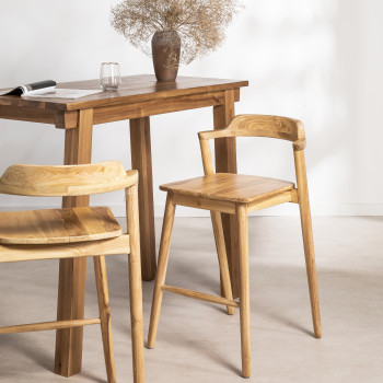 Joko - Lot de 2 chaises de bar en teck H75cm