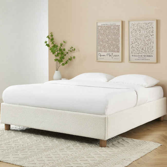 Millo - Lit coffre en tissu bouclette 140x190cm