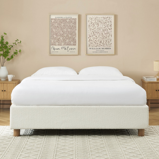 Millo - Lit coffre en tissu bouclette 140x190cm