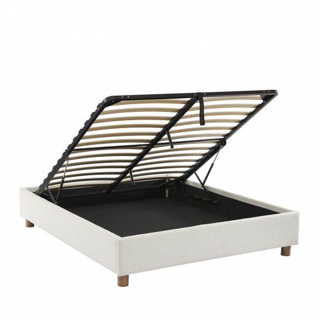 Millo - Lit coffre en tissu bouclette 160x200cm