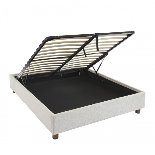 Millo - Lit coffre en tissu bouclette 160x200cm