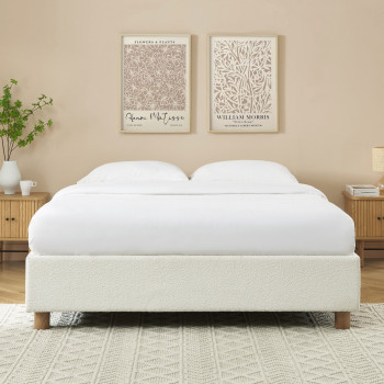 Millo - Lit coffre en tissu bouclette 160x200cm