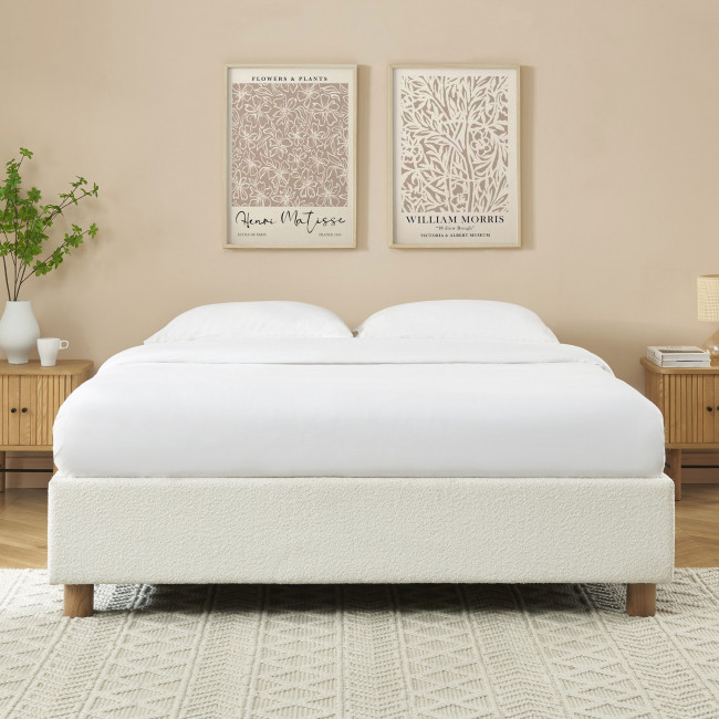 Millo - Lit coffre en tissu bouclette 160x200cm