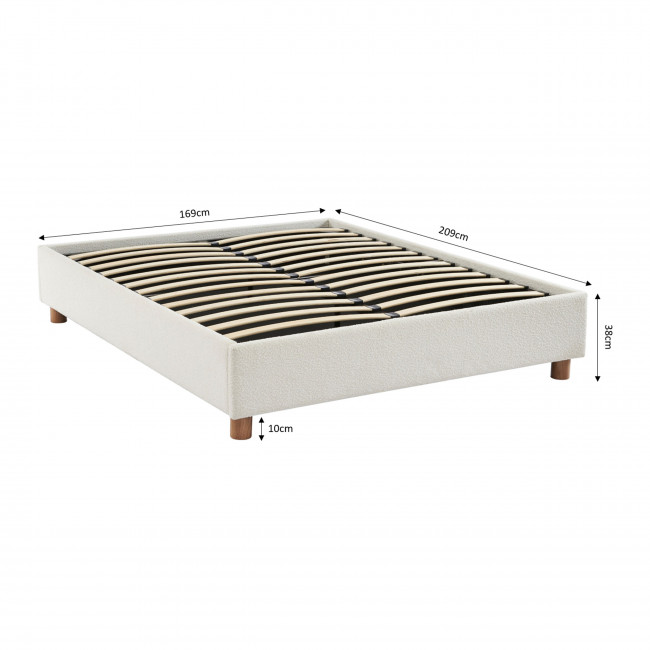 Millo - Lit coffre en tissu bouclette 160x200cm