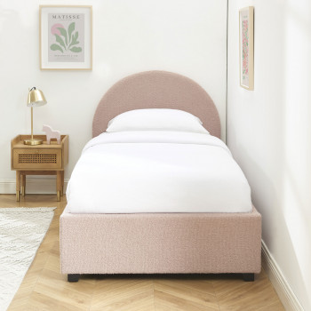 Merle - Lit coffre en tissu bouclette 90x190cm