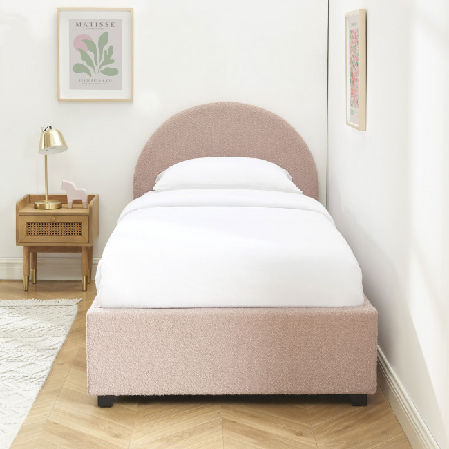 Merle - Lit coffre en tissu bouclette 90x190cm