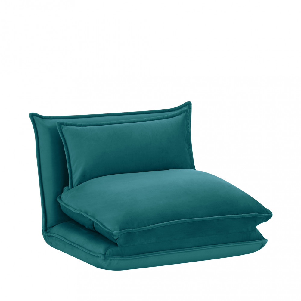 Nala - Chauffeuse convertible 1 place en velours - Couleur - Bleu Canard