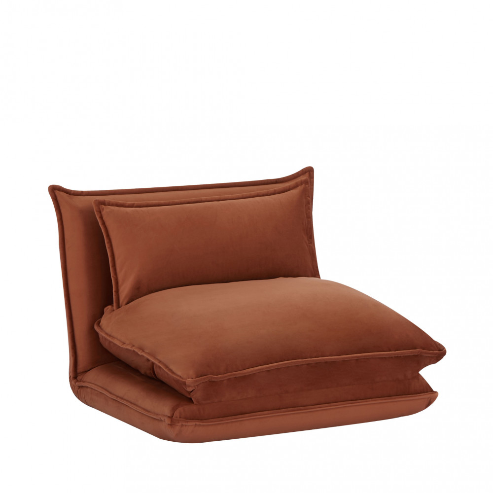 Nala - Chauffeuse convertible 1 place en velours - Couleur - Rouille