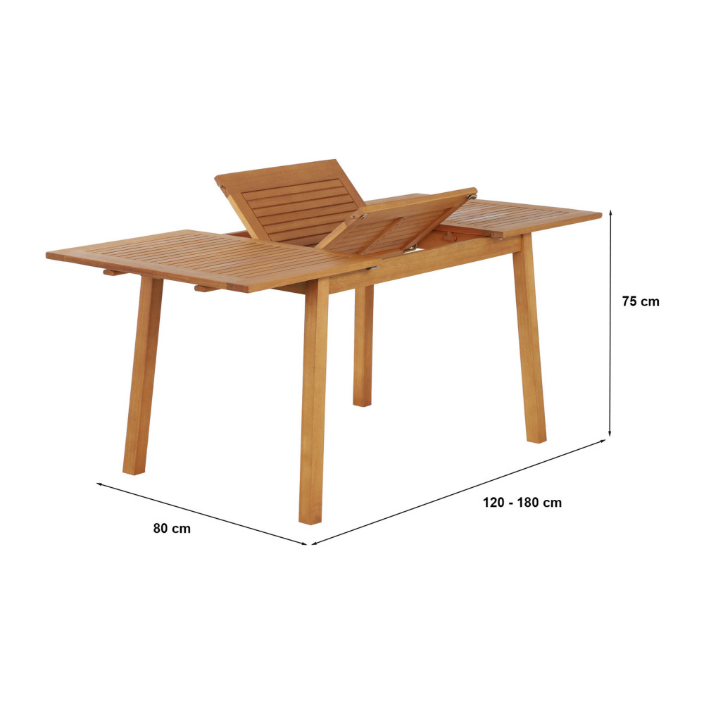 Table de jardin en bois eucalyptus foncé 180 x 100 cm TUSCANIA