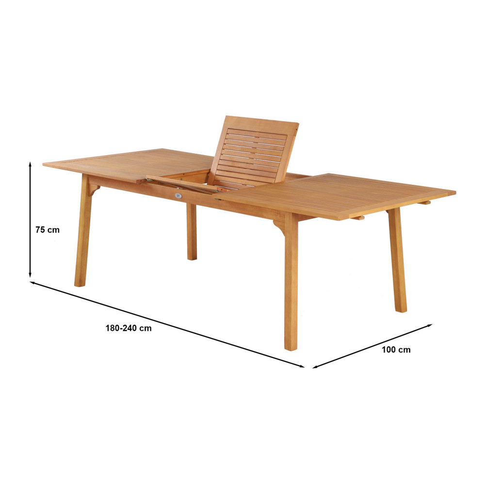 Ensemble de jardin 1 table extensible et 8 chaises en bois d