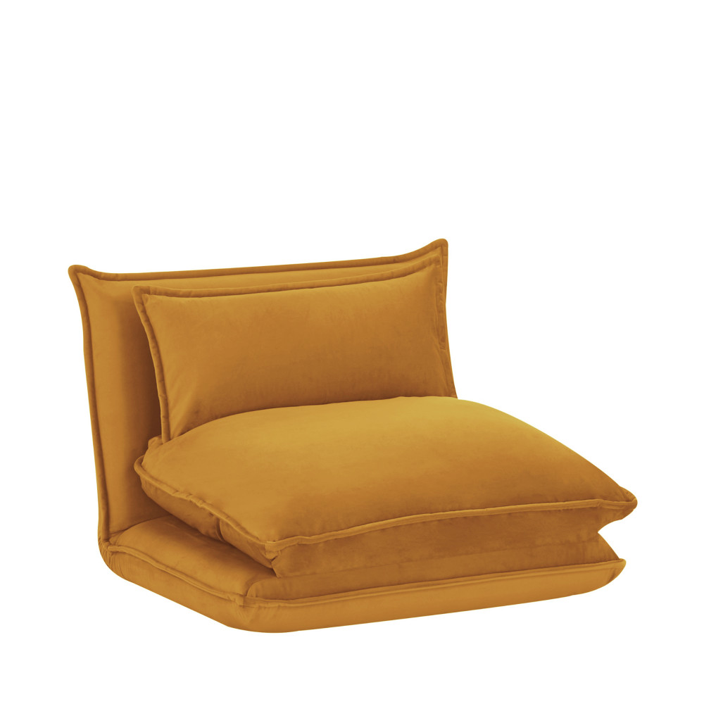 Nala - Chauffeuse convertible 1 place en velours - Couleur - Jaune moutarde