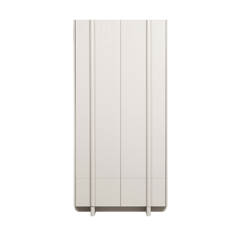 Basu - Armoire 2 portes, 1 tiroir en bois H210cm - Couleur - Gris clair