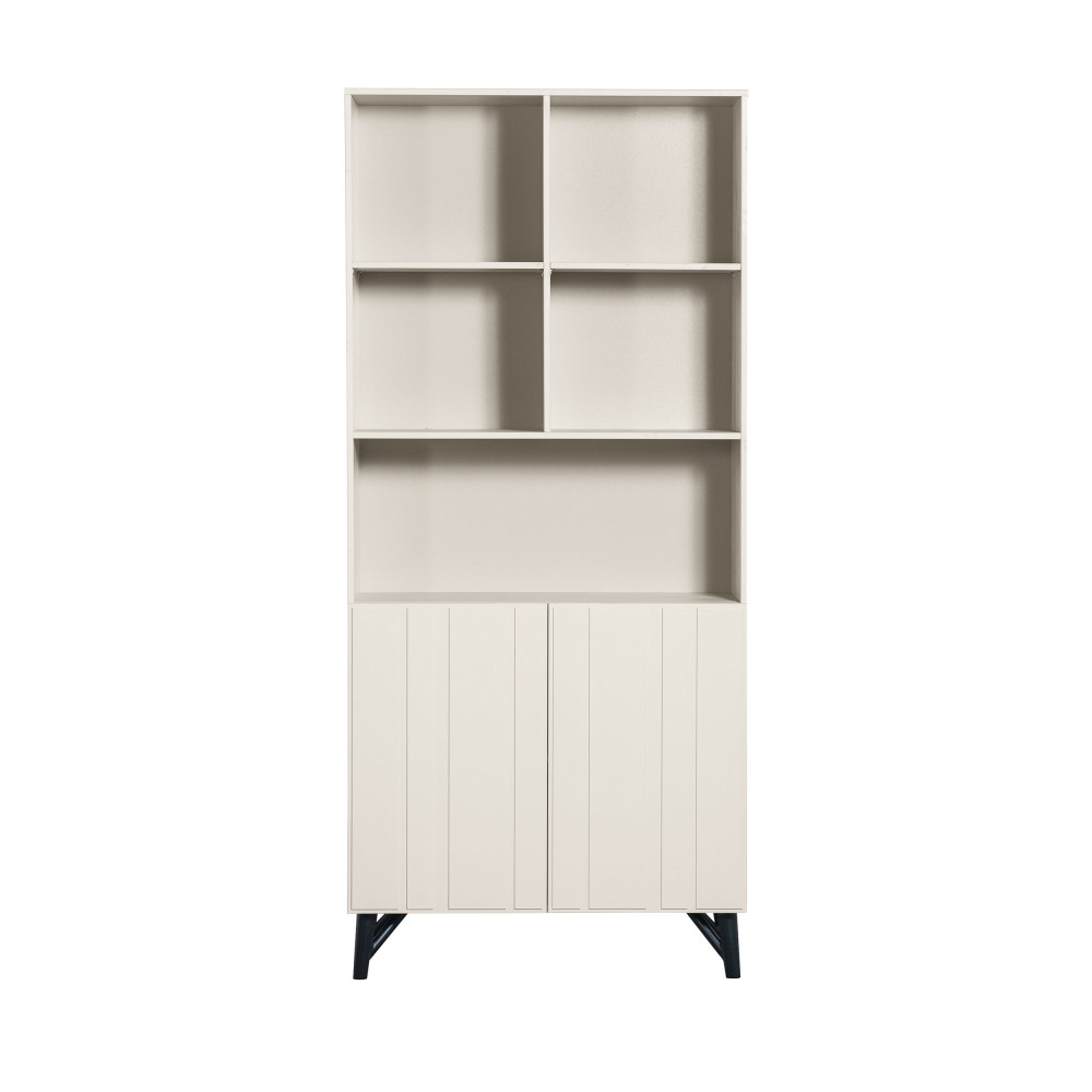 miller - buffet haut 2 portes, 5 niches en bois h200cm - couleur - blanc