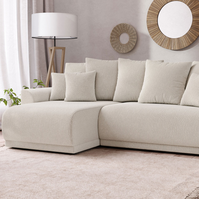 Chloé - Canapé d'angle réversible convertible 4 places en velours côtelé L255cm
