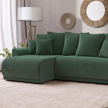 Chloé - Canapé d'angle réversible convertible 4 places en velours côtelé L255cm