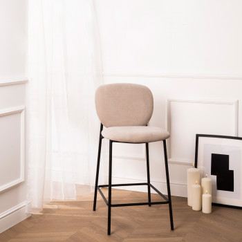 Dalby - Lot de 2 tabourets de bar en tissu et métal 65cm