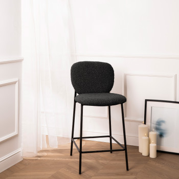 Dalby - Lot de 2 tabourets de bar en tissu bouclette et métal 65cm