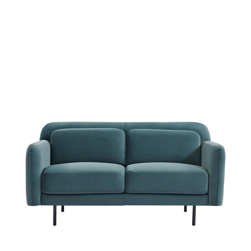 Canapé fixe 2 places Velours Contemporain Confort Vert Promotion