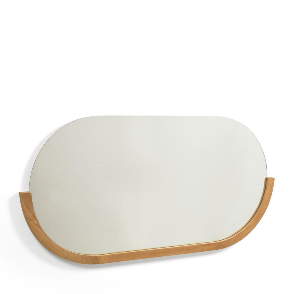 Rokia - Miroir ovale en bois 90x55cm - Couleur - Bois clair