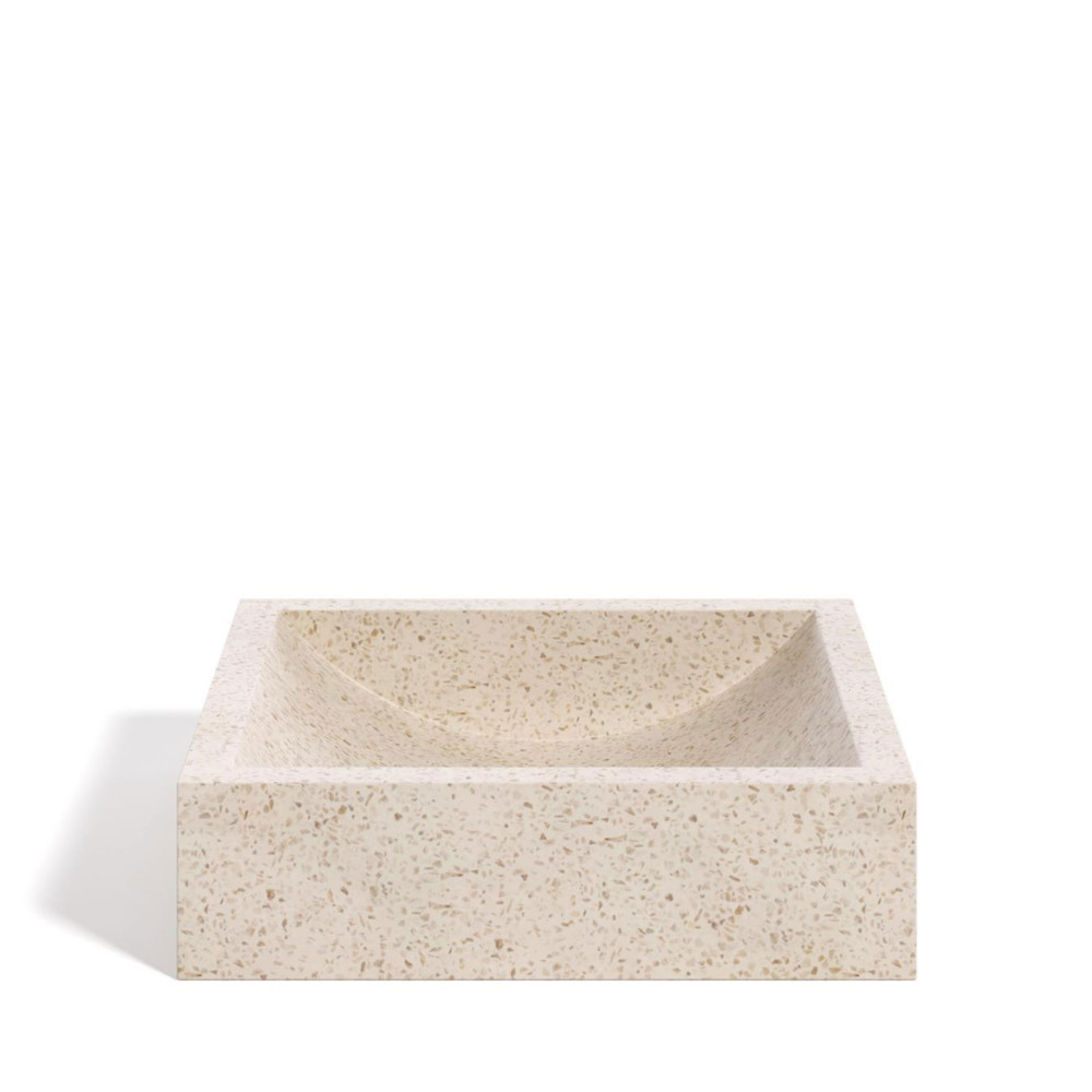 Delina - Vasque en terrazzo 40x45cm - Couleur - Blanc