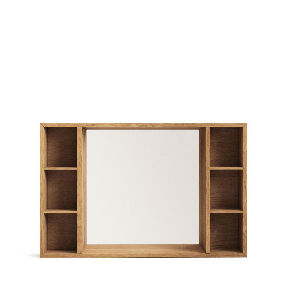 Kenta - Armoire de toilette 6 niches en bois 100x65cm - Couleur - Bois clair