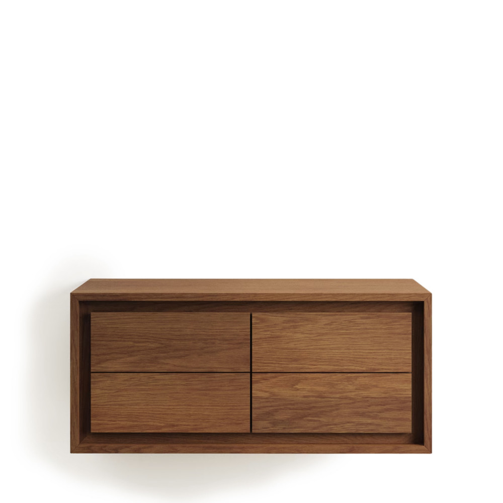 Kenta - Meuble de salle de bain 2 portes en bois L90cm - Couleur - Bois foncé