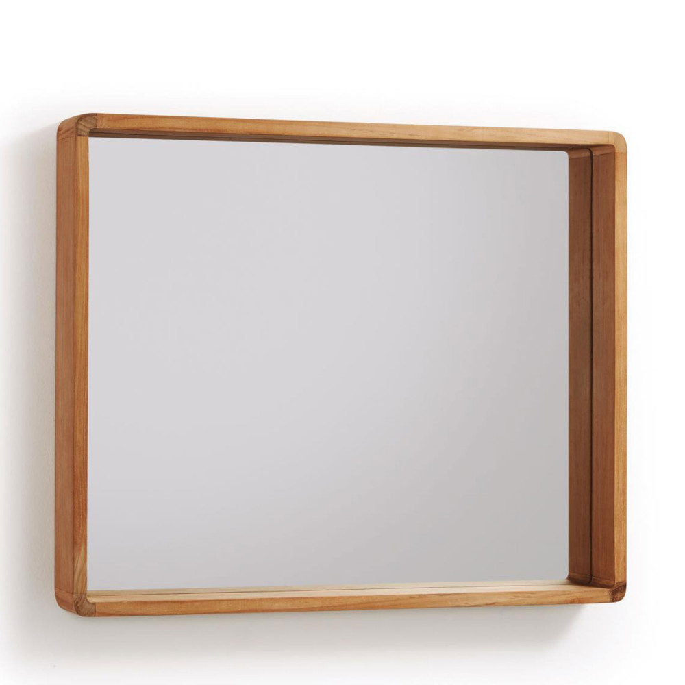 Kuveni - Miroir en bois 80x65cm - Couleur - Bois clair