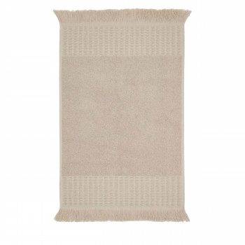 Veta - Tapis de bain 100% coton beige à franges