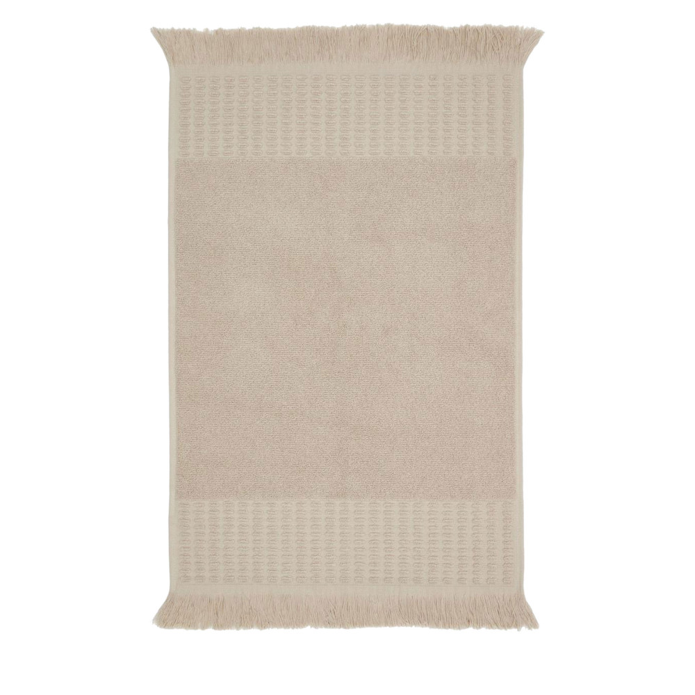 Veta II - Tapis de bain 100% coton à franges - Couleur - Beige, Dimensions - 40x60 cm