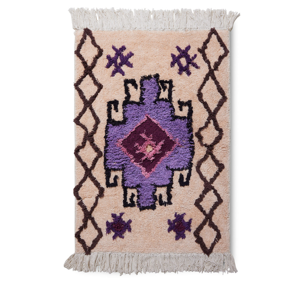 Ibra - Tapis de bain d'inspiration orientale en coton - Couleur - Violet, Dimensions - 60x90cm