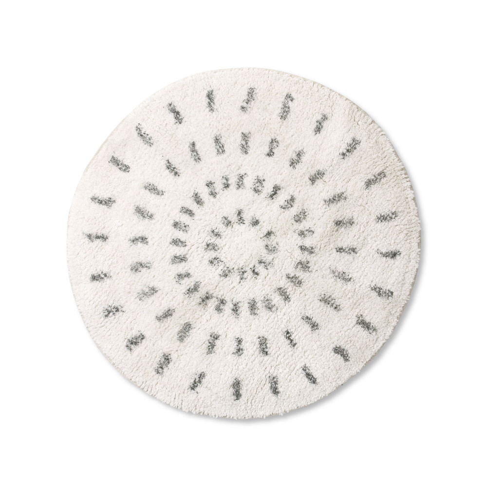 Maala - Tapis de bain rond en coton - Couleur - Ecru et noir, Dimensions - ø60 cm