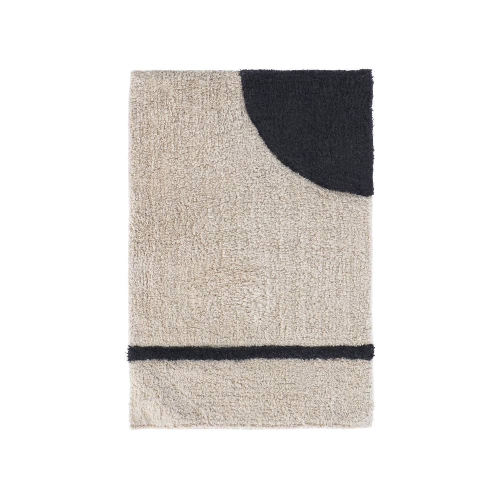 Maica - Tapis de bain 100% coton aux formes graphiques - Couleur - Beige / noir, Dimensions - 40x60 