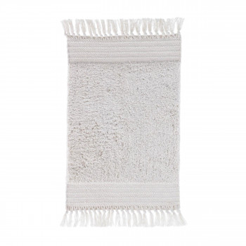 Nilce - Tapis de bain 100% coton blanc à franges