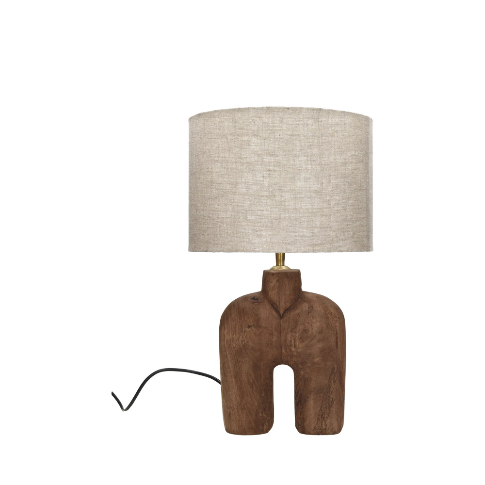 lampedusa - lampe à poser en bois de manguier ø28cm - couleur - bois foncé