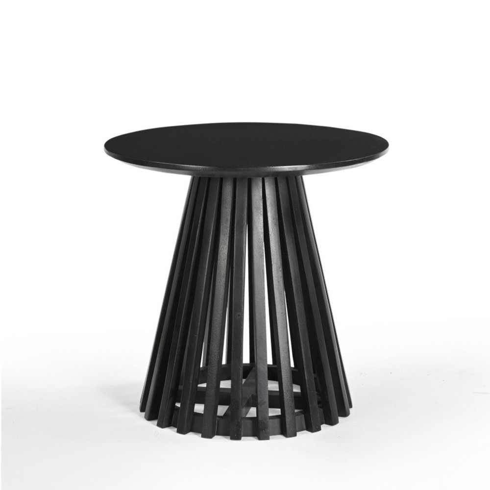 Jambi - Table d'appoint ronde en bois massif ø50cm - Couleur - Noir