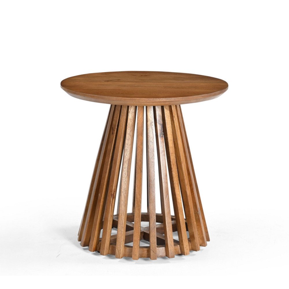 Jambi - Table d'appoint ronde en bois massif ø50cm - Couleur - Bois foncé