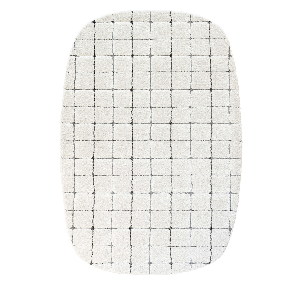 Byron VI - Tapis contemporain ovale - Couleur - Ecru et noir, Dimensions - 200x290 cm