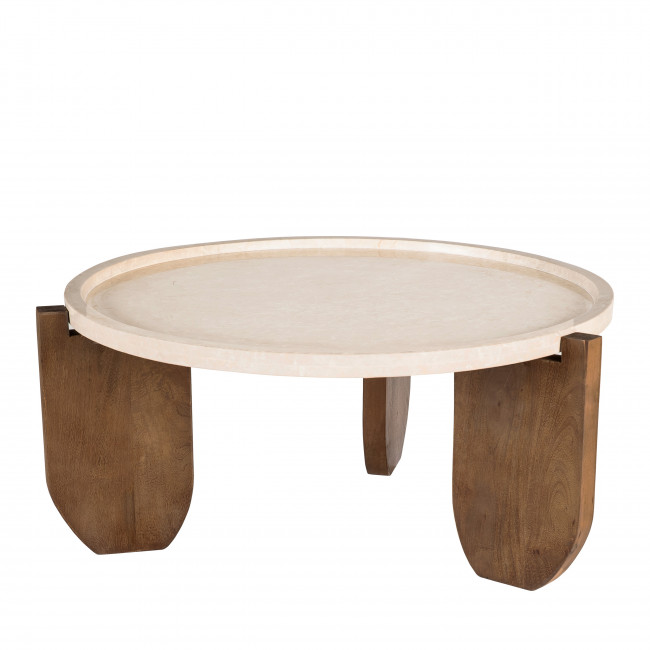 Nador - Table basse en marbre et bois massif ø80cm
