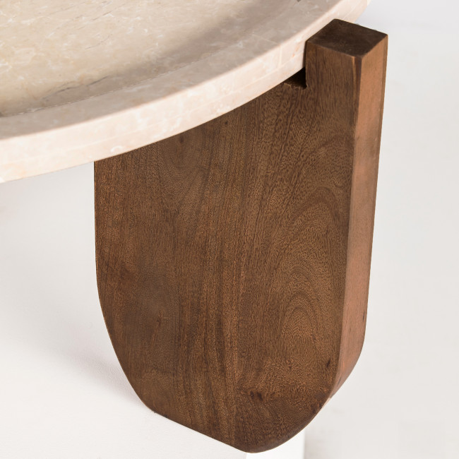 Nador - Table basse en marbre et bois massif ø80cm