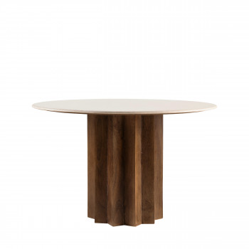 Sorong - Table à manger ronde en marbre et bois massif ø120cm