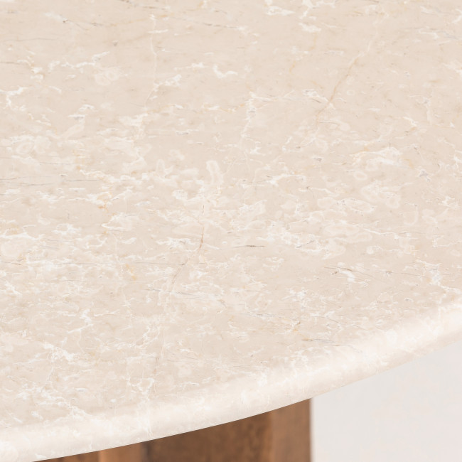 Sorong - Table à manger ronde en marbre et bois massif ø120cm