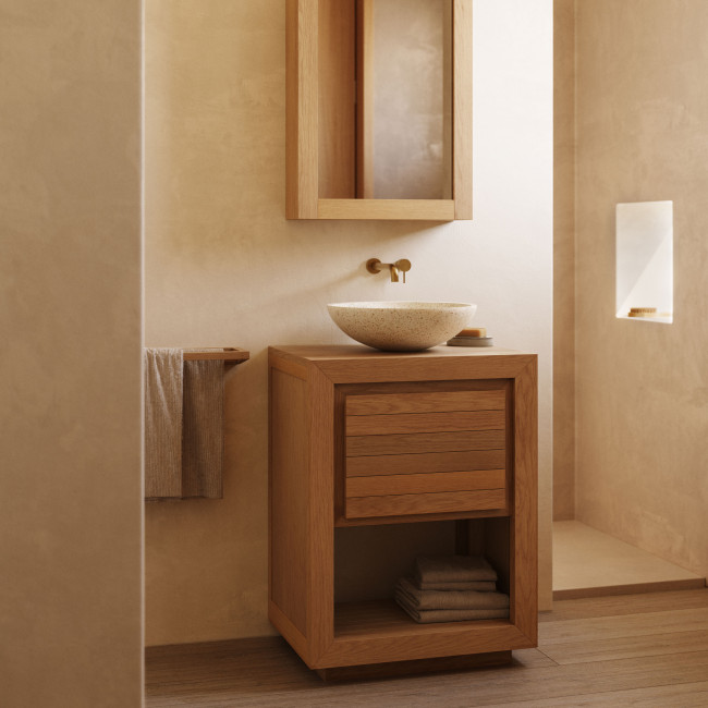 Kenta - Armoire de toilette 3 étagères en bois 50x70cm