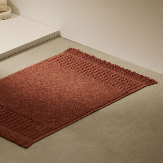 Veta - Tapis de bain 100% coton terracotta à franges