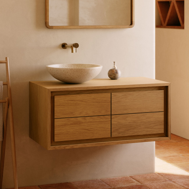 Kenta - Meuble de salle de bain 2 portes en bois L90cm