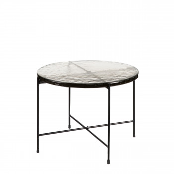 Safi - Table basse ronde en verre recyclé et métal ø56cm