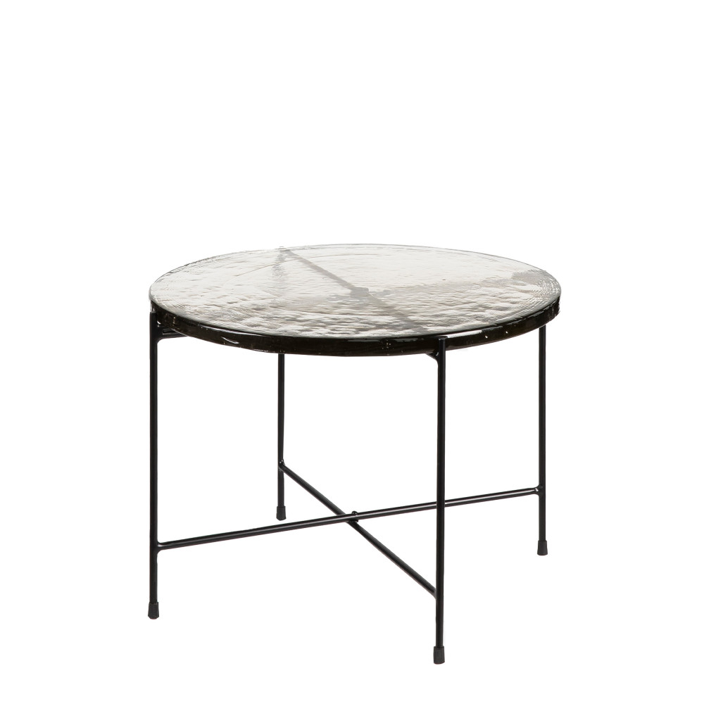 Safi - Table basse ronde en verre recyclé et métal ø56cm - Couleur - Transparent