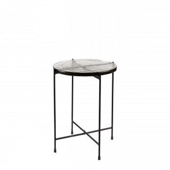 Safi - Table d'appoint ronde en verre recyclé et métal ø38cm