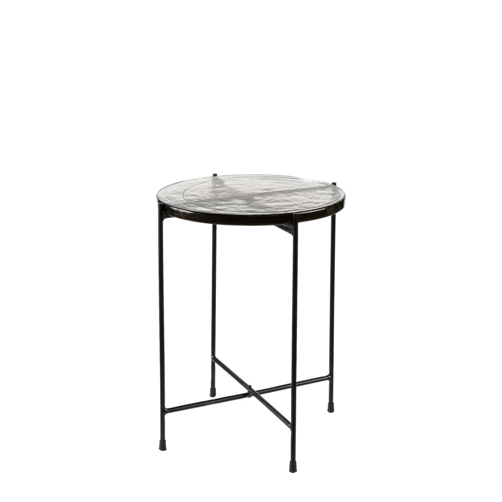 safi - table d'appoint ronde en verre recyclé et métal ø38cm - couleur - transparent