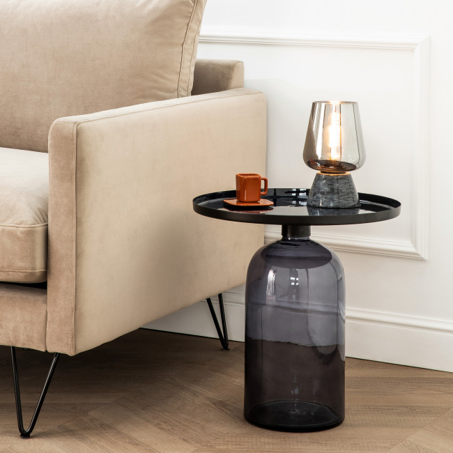 Taza - Table d'appoint ronde en aluminium et verre ø45cm