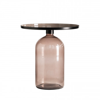 Taza - Table d'appoint ronde en aluminium et verre ø50,5cm